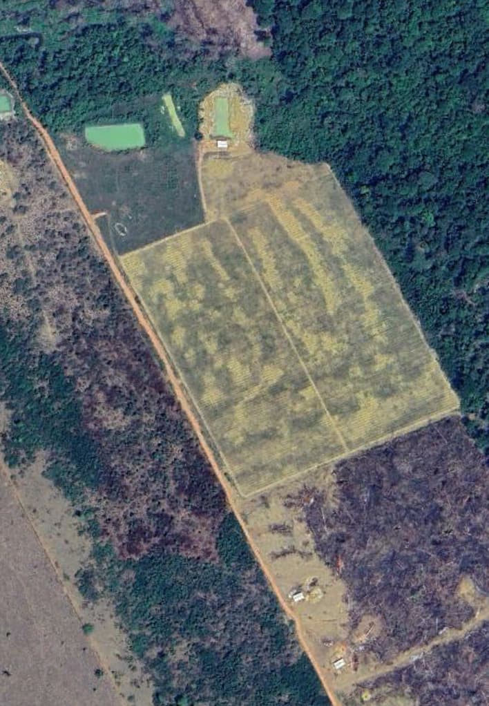 Satellite view of land cleared for development