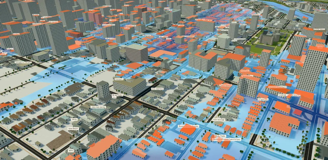 3D urban flood exposure model